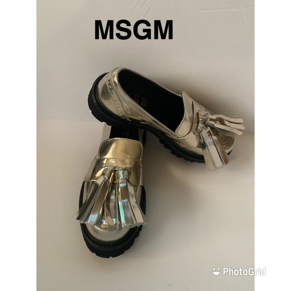 C@@L NEW MSGM Bronze Metallic Tasseled Loafers Shoes Made in Italy 36 US 6